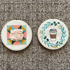 Needlepoint Starbucks Hoop Wall art set